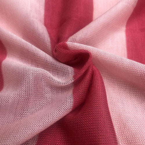60" Pink Striped Low Gauge 100% Polyester Yarn Dyed Knit Fabric By the Yard - APC Fabrics