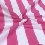 60" Pink & White Striped Modal Yarn Dyed Jersey Knit Fabric By the Yard - APC Fabrics