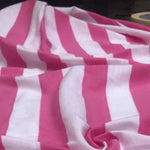 60" Pink & White Striped Modal Yarn Dyed Jersey Knit Fabric By the Yard - APC Fabrics