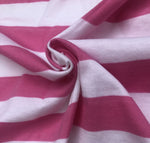 60" Pink & White Striped Modal Yarn Dyed Jersey Knit Fabric By the Yard - APC Fabrics