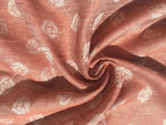 60" Red & White 100% Linen Double Faced Rose Jacquard Woven Fabric By the Yard - APC Fabrics