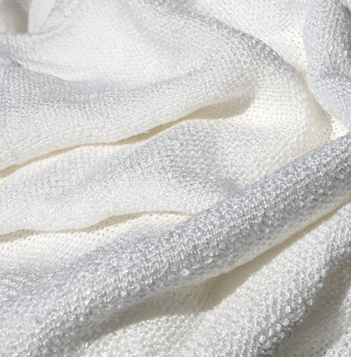 60" White 100% Lyocell Tencel Mesh Boucle Sheer Net Light Woven Fabric By Yard | APC Fabrics