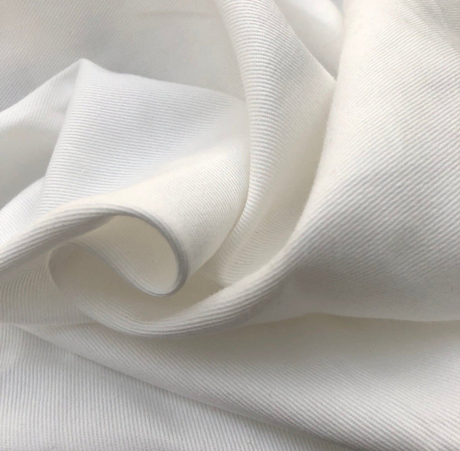60" White 100% Organic Cotton Twill Woven Fabric By the Yard - APC Fabrics