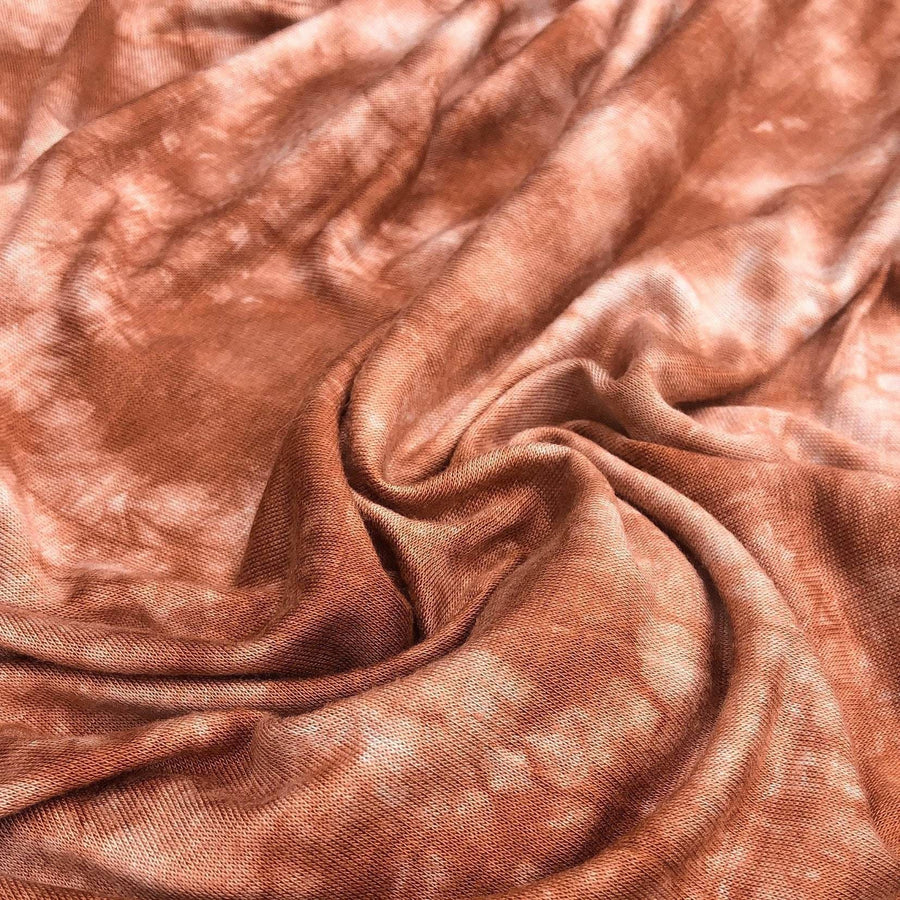 62" Brown & White Tie Dye Modal Stretch Blend Jersey Knit Fabric By the Yard - APC Fabrics