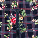 62" Multicolor Spandex Blend Checkered Floral Print Jersey Knit Fabric By Yard - APC Fabrics