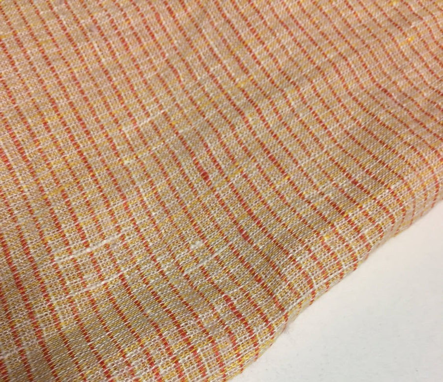 64" Cross Dyed Red & Yellow 100% Linen Lithuanian Woven Fabric By the Yard - APC Fabrics