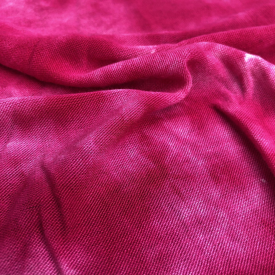 64" Fuchsia Hot Pink & White Modal Spandex Tie Dye Jersey Knit Fabric By Yard - APC Fabrics
