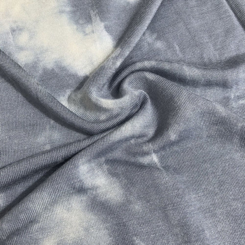 64" Gray Blue Cloud Tie Dye 100% Modal Jersey Knit Fabric By the Yard | APC Fabrics