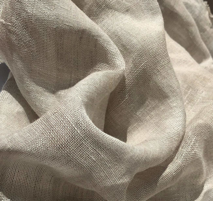 64" Oatmeal Beige Cream 100% Linen Medium 7 OZ Striped Woven Fabric By the Yard - APC Fabrics