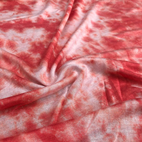 64" Pink & White Modal Spandex Stretch Tie Dyed Jersey Knit Fabric By the Yard - APC Fabrics