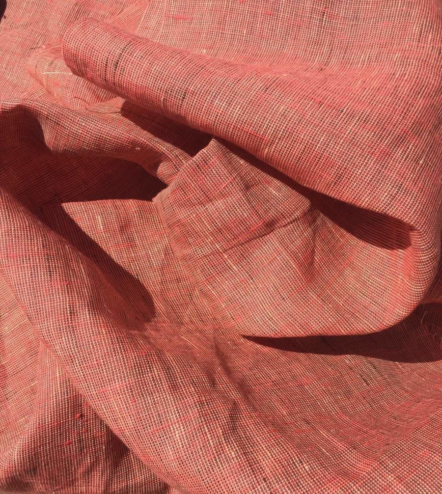 64" Red Cross Dye 100% Linen Medium Lithuanian Woven Fabric By the Yard - APC Fabrics