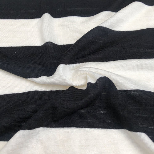 66" Black & White Striped Modal Spandex Lycra Stretch Knit Fabric By the Yard - APC Fabrics