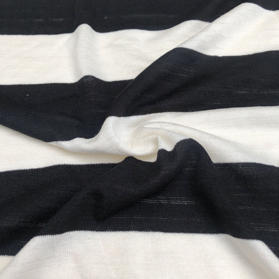 66" Black & White Striped Modal Spandex Lycra Stretch Knit Fabric By the Yard - APC Fabrics