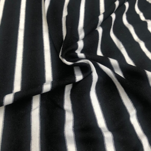 66" Black & White Striped Modal Spandex Yarn Dyed Knit Fabric By the Yard - APC Fabrics