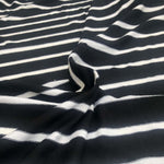 66" Black & White Striped Modal Spandex Yarn Dyed Knit Fabric By the Yard - APC Fabrics