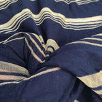 66" Modal Spandex Stretch Dark Navy & Gold Striped Jersey Knit Fabric By Yard - APC Fabrics
