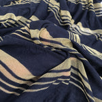 66" Modal Spandex Stretch Dark Navy & Gold Striped Jersey Knit Fabric By Yard - APC Fabrics