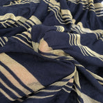 66" Modal Spandex Stretch Dark Navy & Gold Striped Jersey Knit Fabric By Yard - APC Fabrics