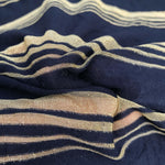 66" Modal Spandex Stretch Dark Navy & Gold Striped Jersey Knit Fabric By Yard - APC Fabrics