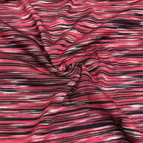 66" Red, Black, & White Space Dyed 100% Bamboo Knit Fabric By the Yard - APC Fabrics