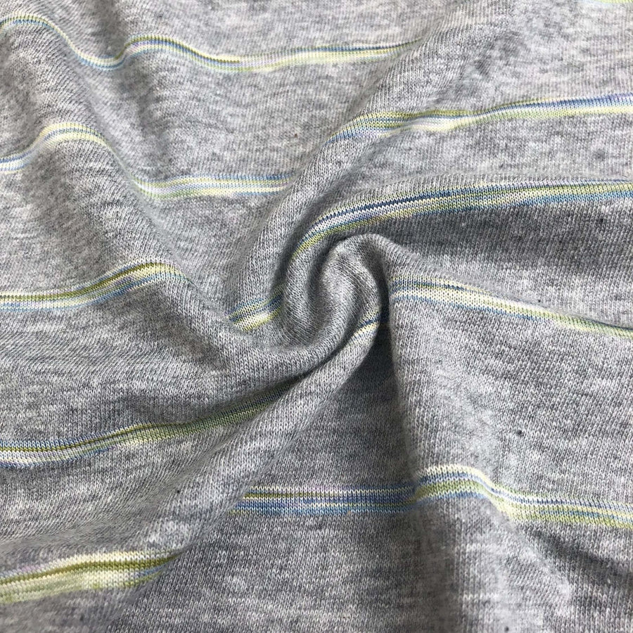 68" Heather Gray Striped 100% Modal Yarn Dyed Jersey Knit Fabric By the Yard | APC Fabrics