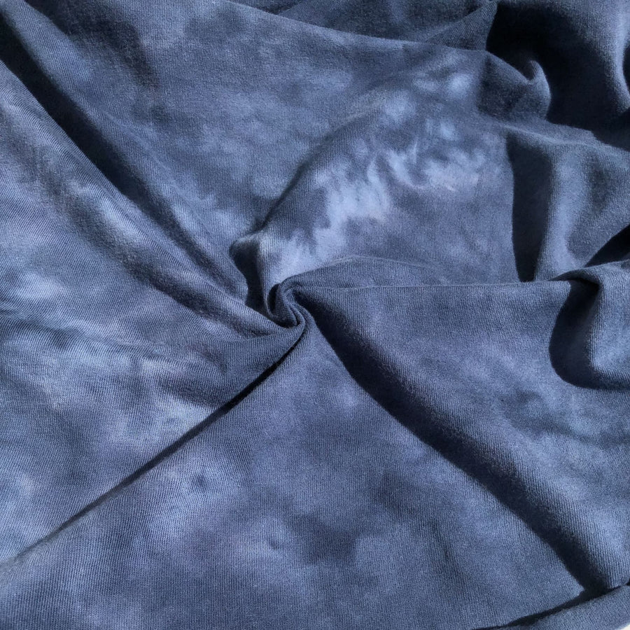68"  Indigo Blue Tie Dye 100% Cotton Jersey Knit Fabric By the Yard - APC Fabrics