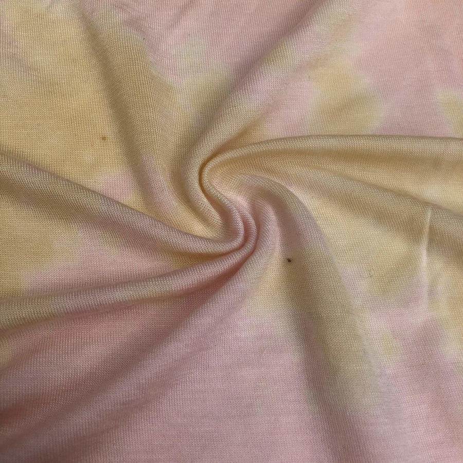 68" Pink & Yellow Tie Dyed Modal Spandex Stretch Jersey Knit Fabric By the Yard - APC Fabrics
