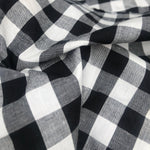 58" Cotton Poplin Spandex Lycra Stretch 5 OZ Plaid Gingham Checkered Black White & Gray Woven Fabric By the Yard - APC Fabrics