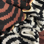 48" 100% Silk Variety Meander Print Heavy Interlock Brown, Black, White & Cream Beige Knit Fabric By the Half-Yard | APC Fabrics