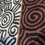 48" 100% Silk Variety Meander Print Heavy Interlock Brown, Black, White & Cream Beige Knit Fabric By the Half-Yard | APC Fabrics