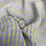 54" Rayon Green & Purple Checkered Check Gingham Gauze Woven Fabric By the Yard | APC Fabrics