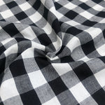 58" Cotton Poplin Spandex Lycra Stretch 5 OZ Plaid Gingham Checkered Black White & Gray Woven Fabric By the Yard - APC Fabrics