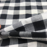 58" Cotton Poplin Spandex Lycra Stretch 5 OZ Plaid Gingham Checkered Black White & Gray Woven Fabric By the Yard - APC Fabrics