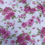 58" Rayon & Spandex  Stretch Blend Floral Flower Brushed Hatchi Low Gayge White, Pink, Green Apparel Jersey Knit Fabric By the Yard | APC Fabrics