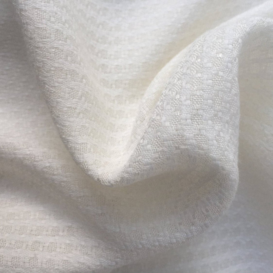 58" PFD 100% Lyocell Tencel Jacquard Checkered Design Medium Weight Off-White Woven Fabric By the Yard | APC Fabrics