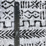 58" Cotton Burn Out Devore Cherokee Mudcloth from the African nation of Mali Print Black & White Knit Fabric By the Yard | APC Fabrics