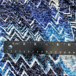 54" Devore Burn Out Cotton Geometric Design Blue Multicolor White Knit Fabric By the Yard | APC Fabrics
