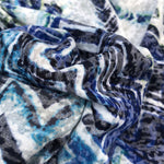 54" Devore Burn Out Cotton Geometric Design Blue Multicolor White Knit Fabric By the Yard | APC Fabrics