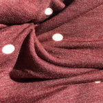 52" French Terry Cotton Blend Polka Dot Burgundy Red & Charcoal Gray Apparel Knit Fabric By the Yard - APC Fabrics