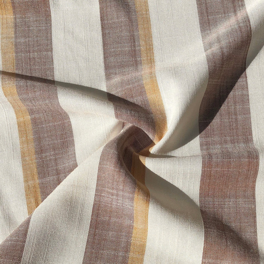56" Cotton Linen & Rayon Striped Burgundy Red White Yellow Apparel Woven Fabric By the Yard - APC Fabrics