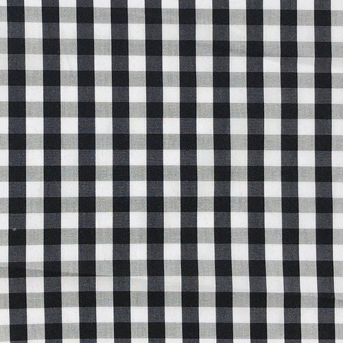 58" Cotton Poplin Spandex Lycra Stretch 5 OZ Plaid Gingham Checkered Black White & Gray Woven Fabric By the Yard - APC Fabrics