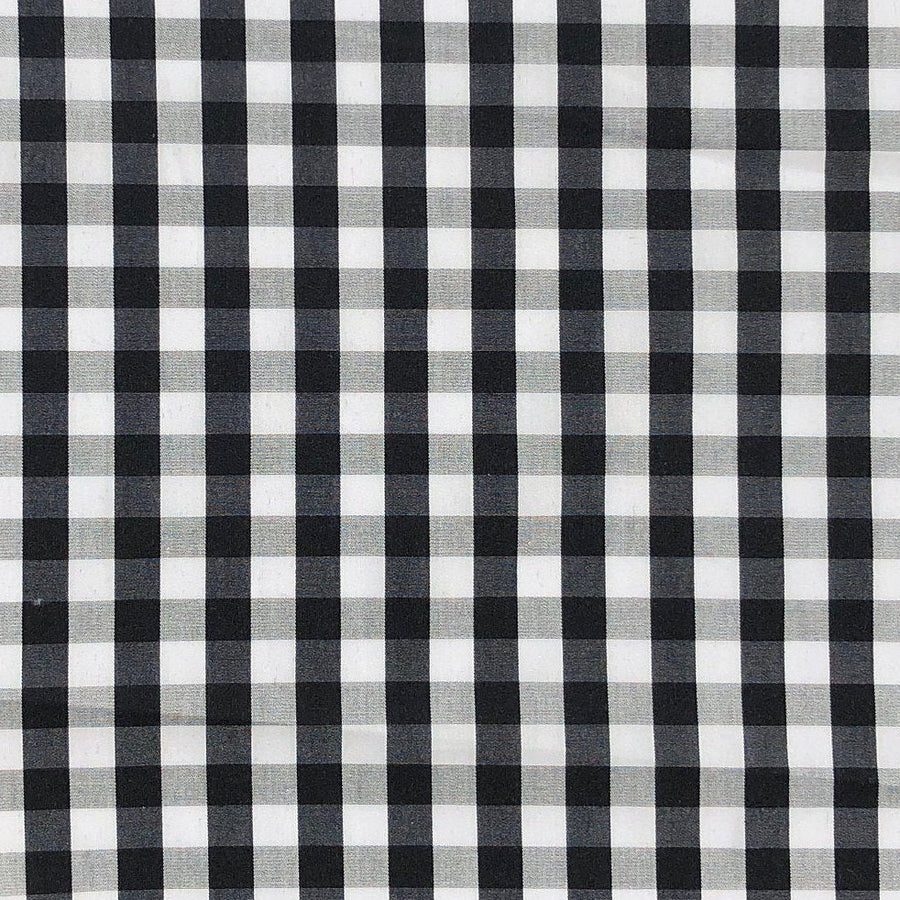 58" Cotton Poplin Spandex Lycra Stretch 5 OZ Plaid Gingham Checkered Black White & Gray Woven Fabric By the Yard - APC Fabrics