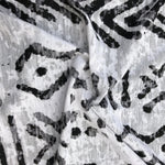 58" Cotton Burn Out Devore Cherokee Mudcloth from the African nation of Mali Print Black & White Knit Fabric By the Yard | APC Fabrics