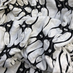 58" Rayon Spandex Lycra Stretch Ikat White & Black Floral Flower Jacquard Knit Fabric By the Yard - APC Fabrics
