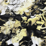 54" 100% Rayon Bemberg Floral Print Yellow & Black 4 OZ Woven Fabric By the Yard | APC Fabrics