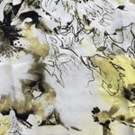 54" 100% Rayon Bemberg Floral Print Yellow & Black 4 OZ Woven Fabric By the Yard | APC Fabrics