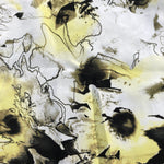 54" 100% Rayon Bemberg Floral Print Yellow & Black 4 OZ Woven Fabric By the Yard | APC Fabrics