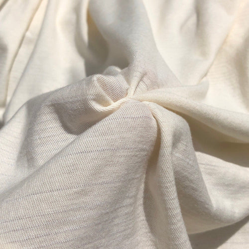 58" PFD Organic Cotton Striped Laundered Mechanic Stretch Ivory White Apparel Knit Fabric By the Yard - APC Fabrics