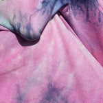 60” Bamboo Spandex  Stretch Tie Dyed Cotton Candy Blue & Pink Apparel Knit Fabric By the Yard | APC Fabrics