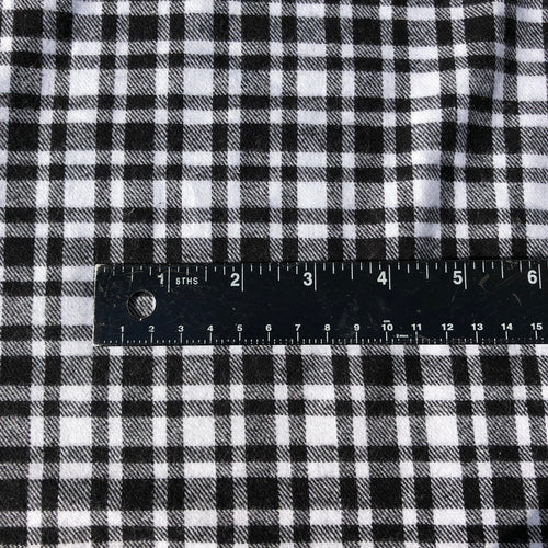 60" 100% Cotton Flannel Checkered Gingham Black White & Gray Woven Fabric By the Yard - APC Fabrics